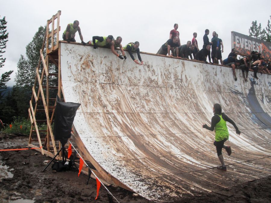 That's me running up that slippery ramp at Tough Mudder.